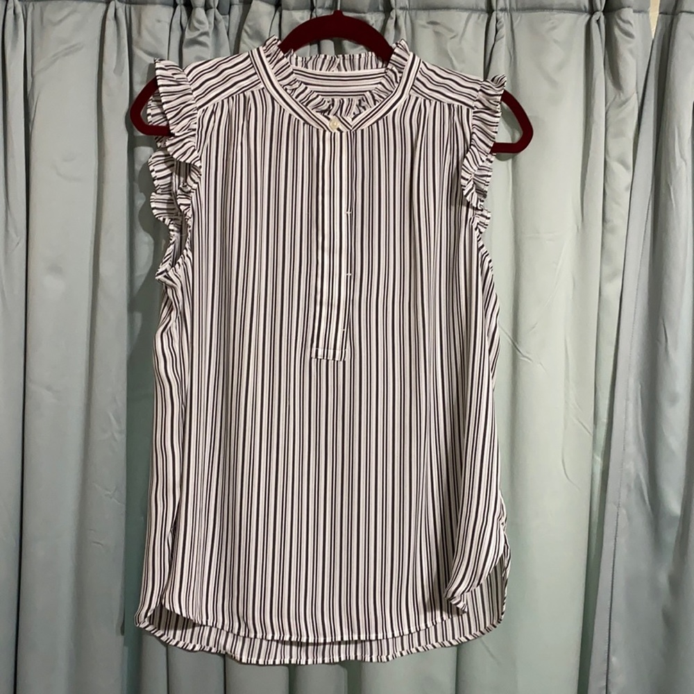 Loft sleeveless ruffle henley